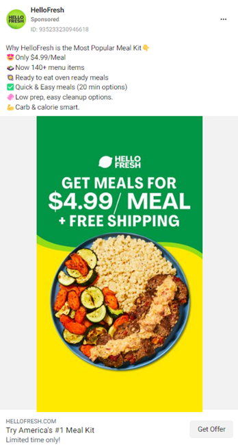 Brand Awareness ads Examples - HelloFresh