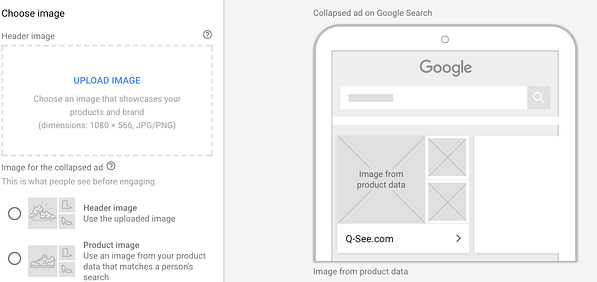 Google Showcase Shopping Ad dashboard