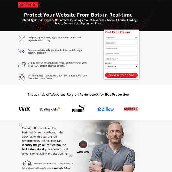 PerimeterX — SaaS Landing Page Example