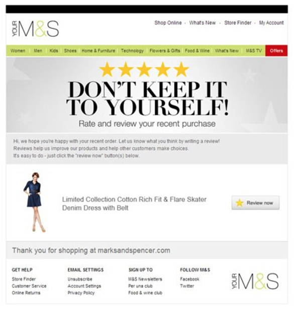 Post Purchase Ecommerce Marketing - product feedback