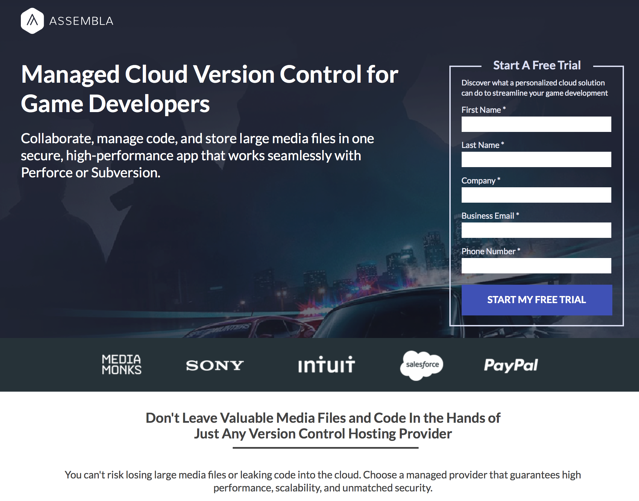 SaaS Marketing for adwords - Landing Page