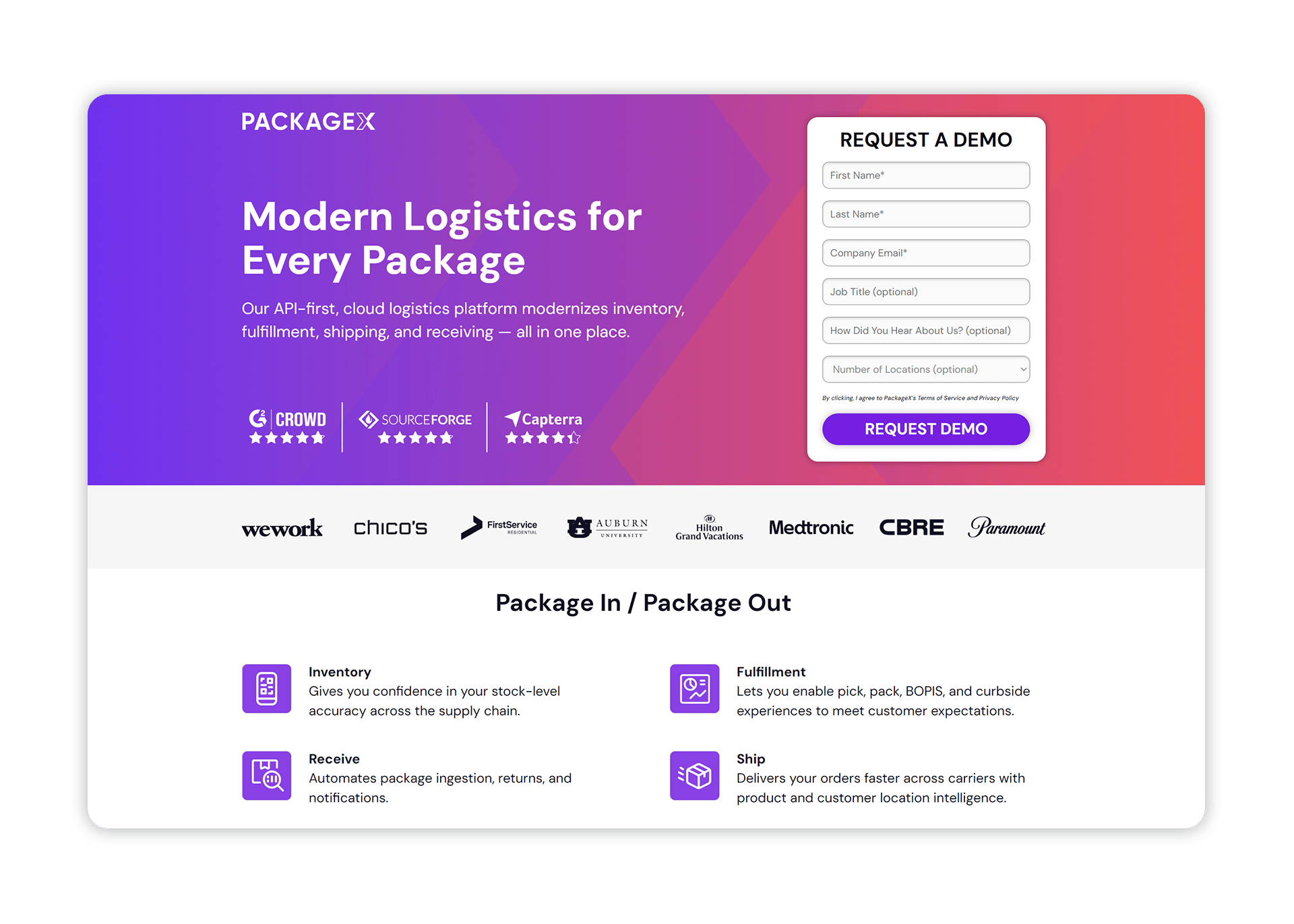 tech landing page design